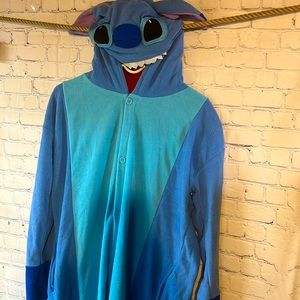 Small Stitch adult onesie with hood. Has tail also. Warm and soft. Button up